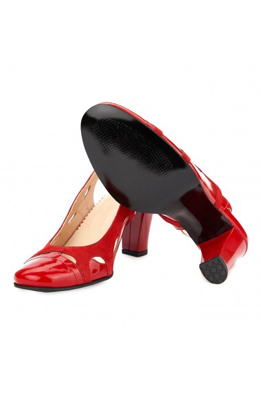 Sandale elegante din piele naturala rosie 5004