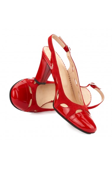 Sandale elegante din piele naturala rosie 5004