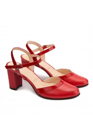 Sandale elegante din piele naturala rosie 5200