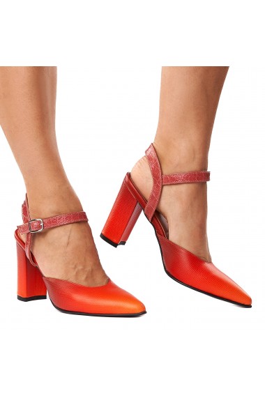 Sandale elegante din piele naturala rosie 5254