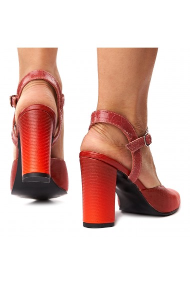 Sandale elegante din piele naturala rosie 5254