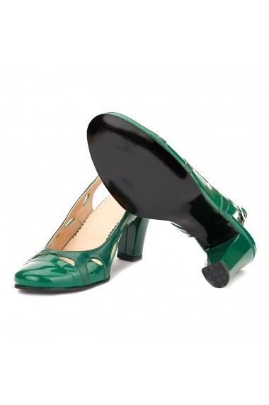 Sandale elegante din piele naturala verde 5007