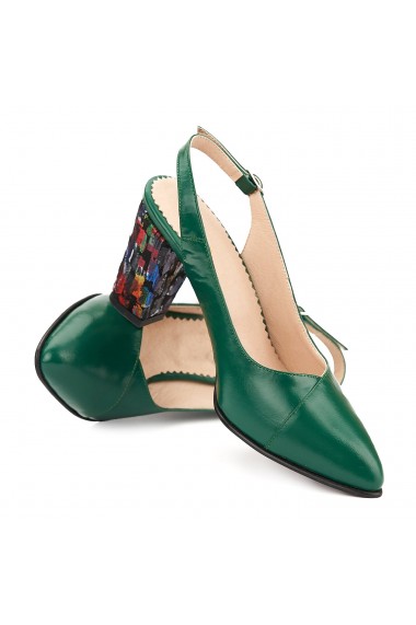 Sandale elegante din piele naturala verde 5030