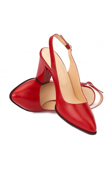 Sandale dama elegante din piele naturala rosie 5219