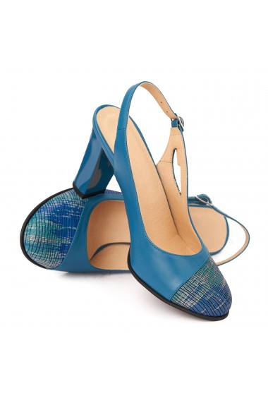 Sandale dama elegante din piele naturala Albastra 5220