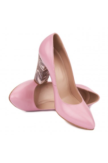 Pantofi dama din piele naturala roz 4560