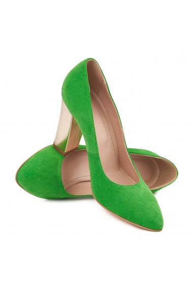 Pantofi dama din piele naturala verde 4590