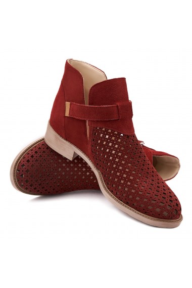 Pantofi casual din piele naturala rosie 1416