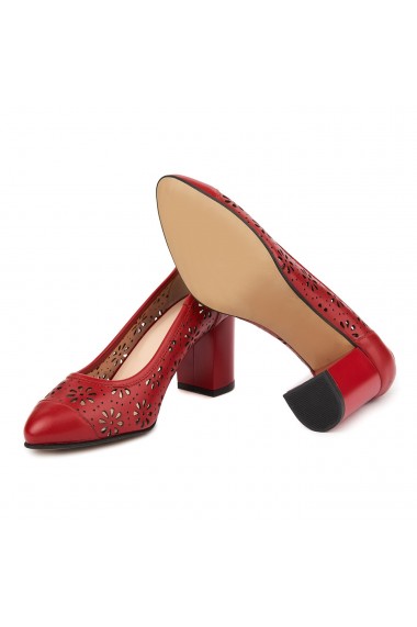 Pantofi dama din piele naturala rosie 4714