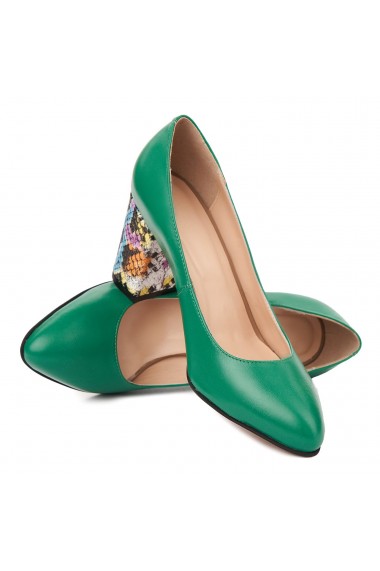 Pantofi dama din piele naturala verde 4716