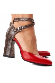 Sandale elegante din piele naturala rosie 5255