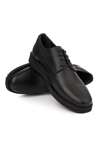 Pantofi casual sport din piele naturala neagra 7029