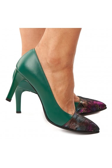 Pantofi dama din piele naturala verde 4189