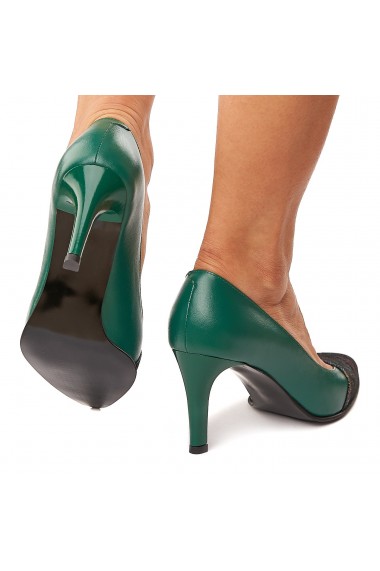 Pantofi dama din piele naturala verde 4189