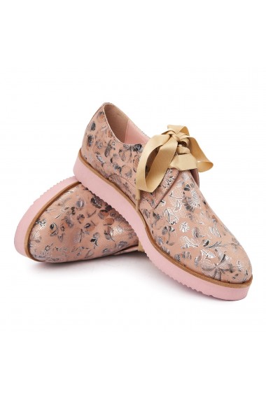 Pantofi casual din piele naturala roz 1770