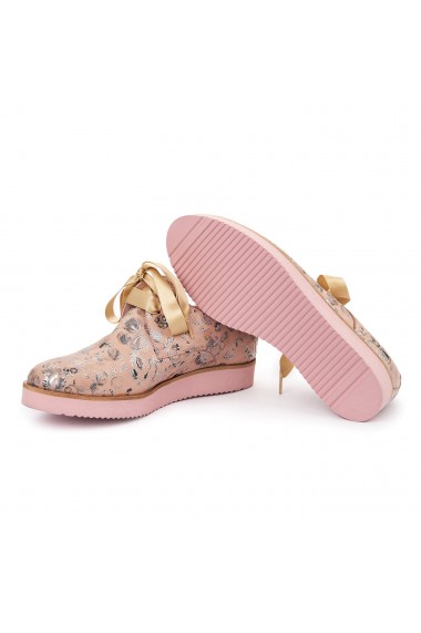 Pantofi casual din piele naturala roz 1770