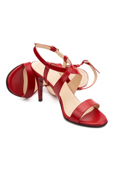 Sandale dama elegante din piele naturala rosie 5181