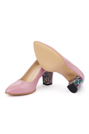 Pantofi dama din piele naturala roze 4934