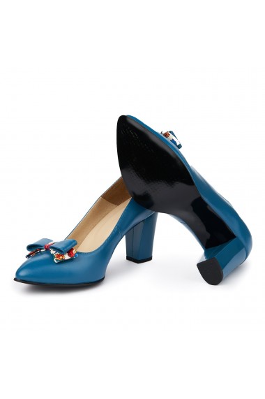 Pantofi dama din piele naturala albastra 4978