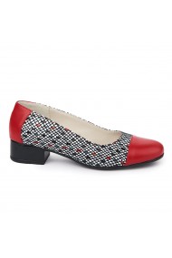 Pantofi dama cu toc mic din piele naturala rosie 1937