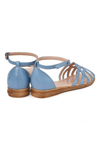 Sandale dama plate din piele naturala bleu 5611