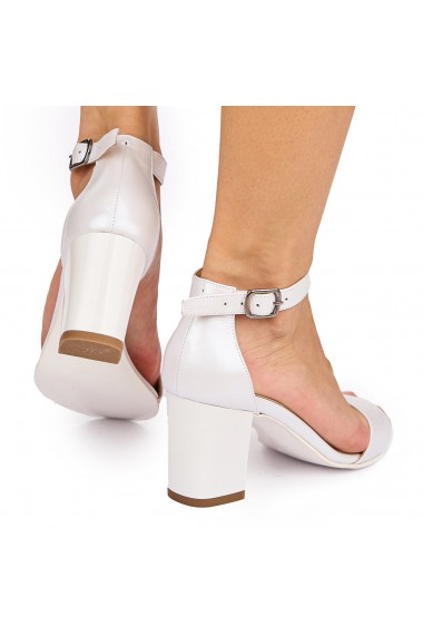 Sandale dama elegante din piele naturala alba 9021