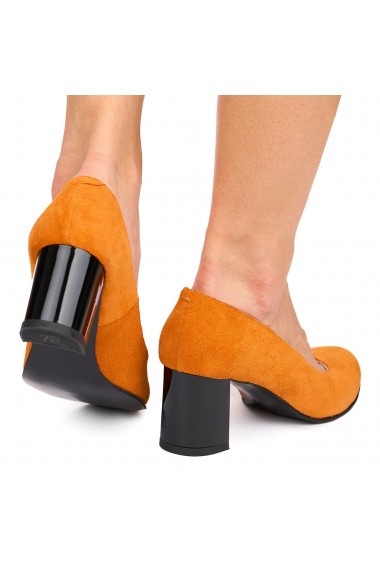 Pantofi dama din piele naturala portocalie 9001