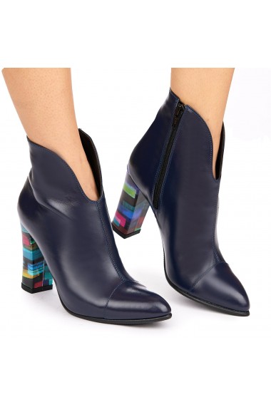 Botine dama din piele naturala bleumarin 6352