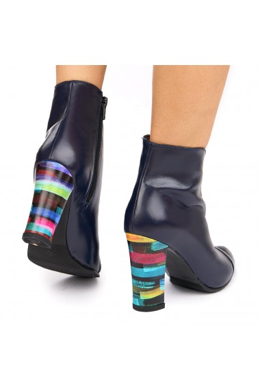 Botine dama din piele naturala bleumarin 6352