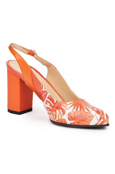Sandale elegante din piele naturala portocalie 5830