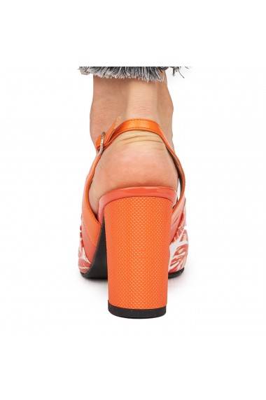Sandale elegante din piele naturala portocalie 5830