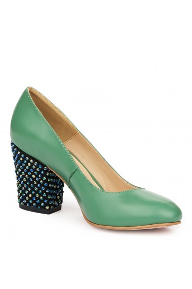 Pantofi dama din piele naturala verde 9127