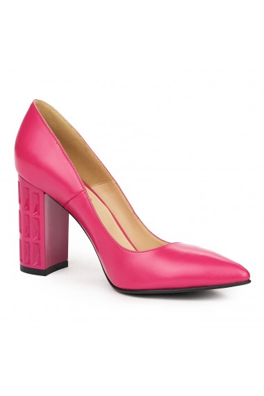 Pantofi dama din piele naturala roz 9140