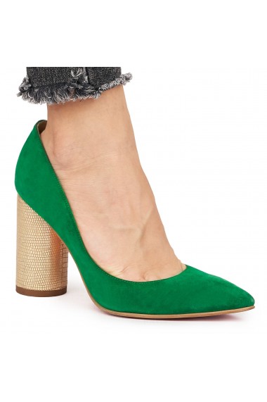 Pantofi dama din piele naturala verde 9145