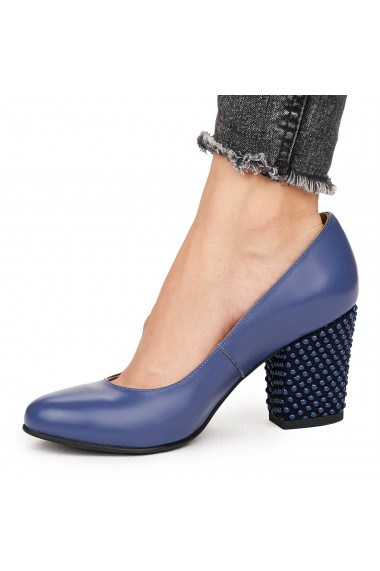 Pantofi dama din piele naturala albastra 9156