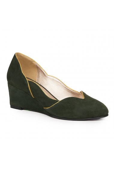 Pantofi dama din piele naturala verde 9172