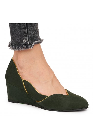 Pantofi dama din piele naturala verde 9172