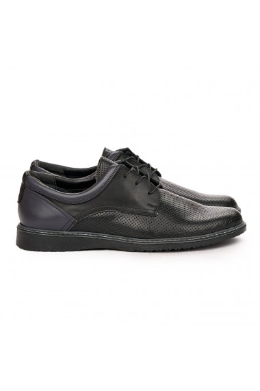 Pantofi casual din piele naturala neagra 7101