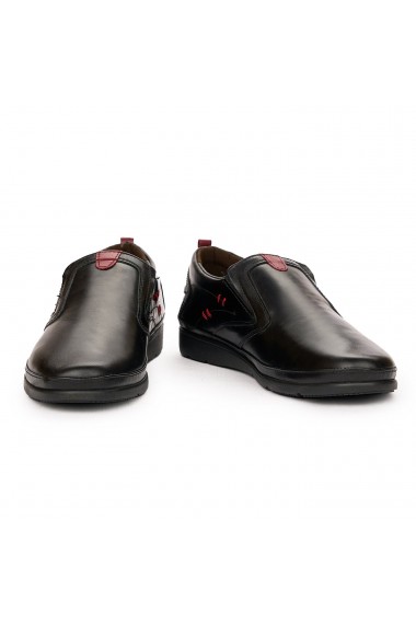 Pantofi casual din piele naturala neagra 7104