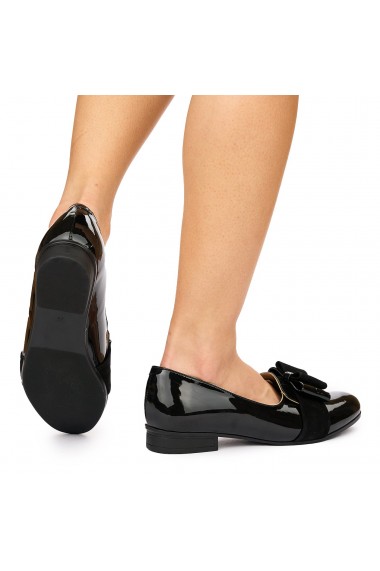 Pantofi dama casual din piele naturala neagra 9188