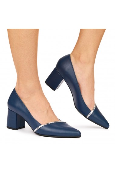 Pantofi dama din piele naturala bleumarin 9190