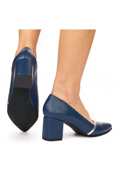 Pantofi dama din piele naturala bleumarin 9190