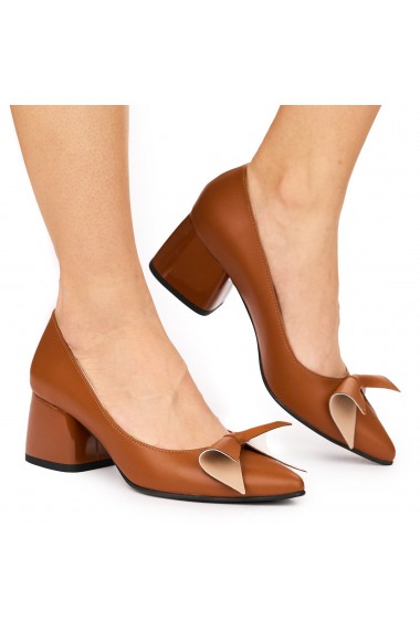 Pantofi dama din piele naturala maro 9191