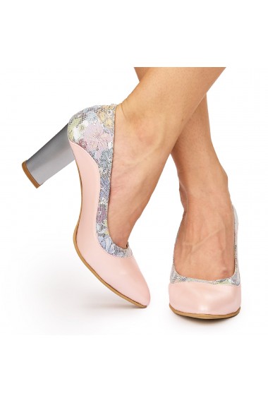 Pantofi dama din piele naturala roz 9198