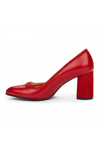 Pantofi dama eleganti din piele naturala rosie 9221
