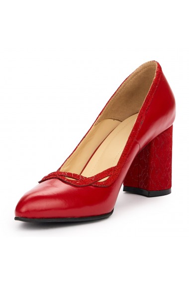 Pantofi dama eleganti din piele naturala rosie 9221
