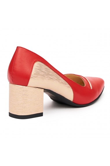 Pantofi dama din piele naturala rosie 9316