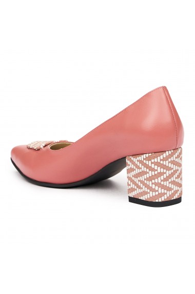 Pantofi dama din piele naturala roz 9324