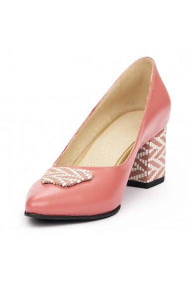 Pantofi dama din piele naturala roz 9324