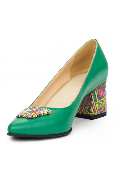 Pantofi dama din piele naturala verde 9328
